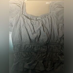 Black Ruffled Blouse (Short Sleeved)